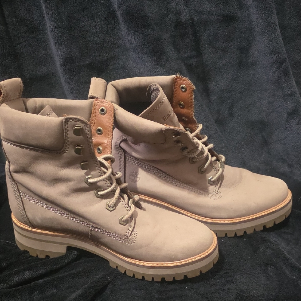 🪷Timberland Taupe Leather Lace-Up Work Boots